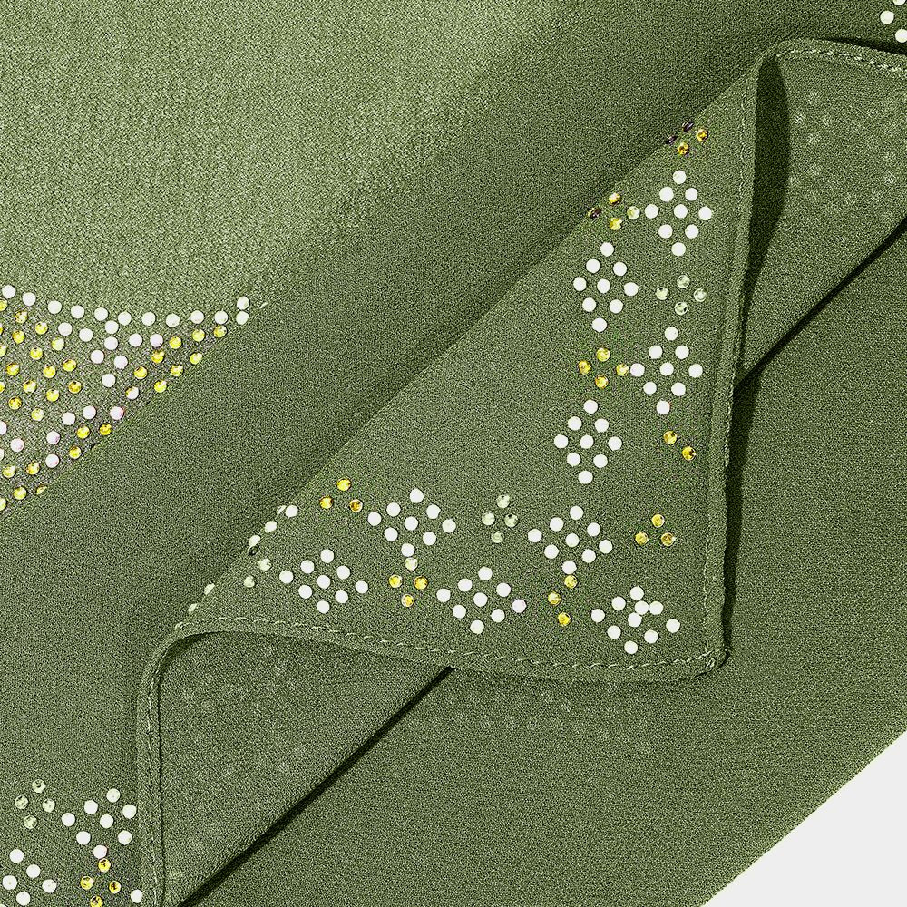 Greenish-blue with a diamond-patterned hijab
