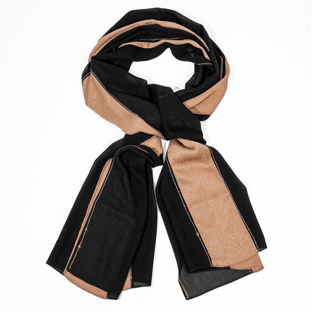 Womens Black and Brown Paneled Hijab