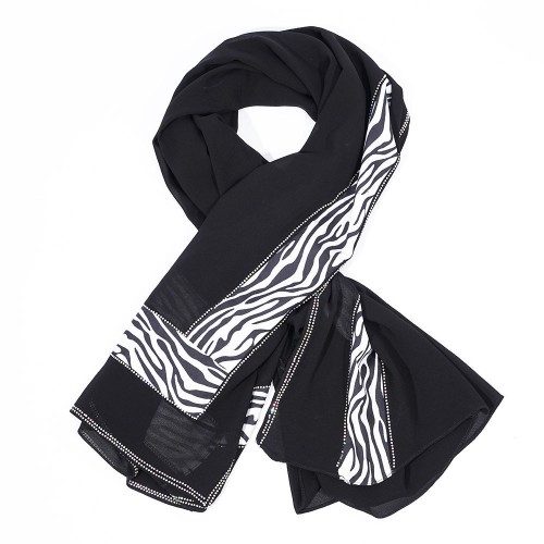 Womens black and white striped hijab