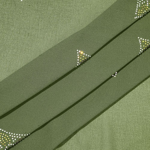 Greenish-blue with a diamond-patterned hijab
