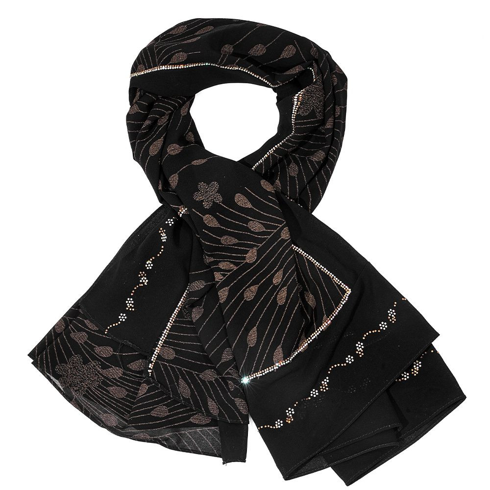 Black chiffon printed hijab