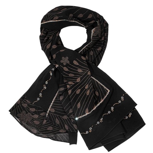 Black chiffon printed hijab