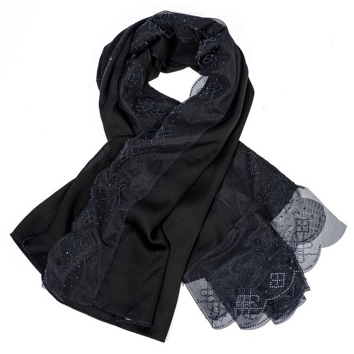 Womens black classic lace hijab